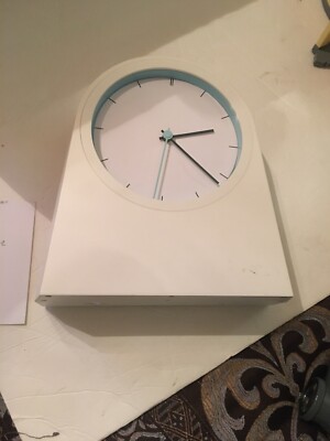 Ikea Poffare White Modern Wall Clock Metal