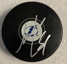 AUSTIN WATSON AUTOGRAPH SIGNED TAMPA BAY LIGHTNING LOGO PUCK NHL HOCKEY 