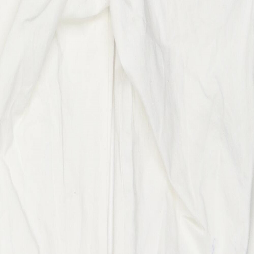 Bershka Womens White Cotton Blend Straight Jeans Size 6 L30 in  Cargo Sty image 4