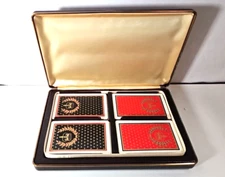 Vintage Brown and Bigelow Redi Slip Card Decks Set of x4 Decks Leather Case