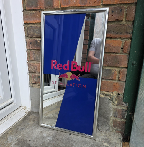 VINTAGE? RED BULL ADVERTISING MIRROR / BAR / MANCAVE / HOME (28.5" BY 14 3/4") - Picture 3 of 5