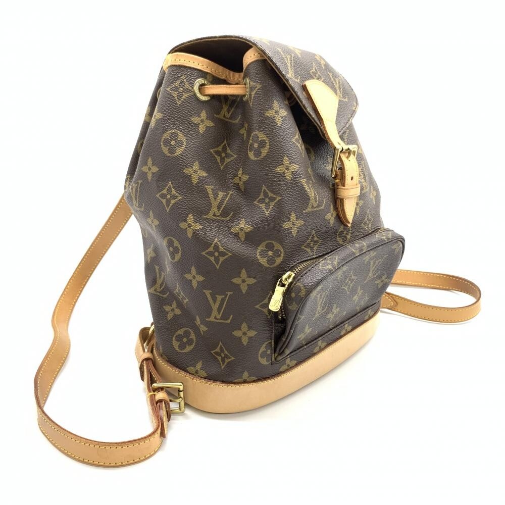 LOUIS VUITTON Backpack Monsli MM Monogram Drawstring Brown Beige 