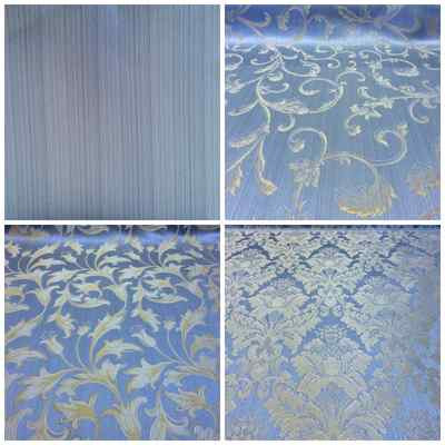 Light Blue/Gold Damask Jacquard Brocade Fabric 118