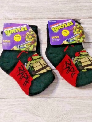 Teenage Mutant Ninja Turtles Boy's Socks Size 4-5.5 Safety Toe 2 Pair 