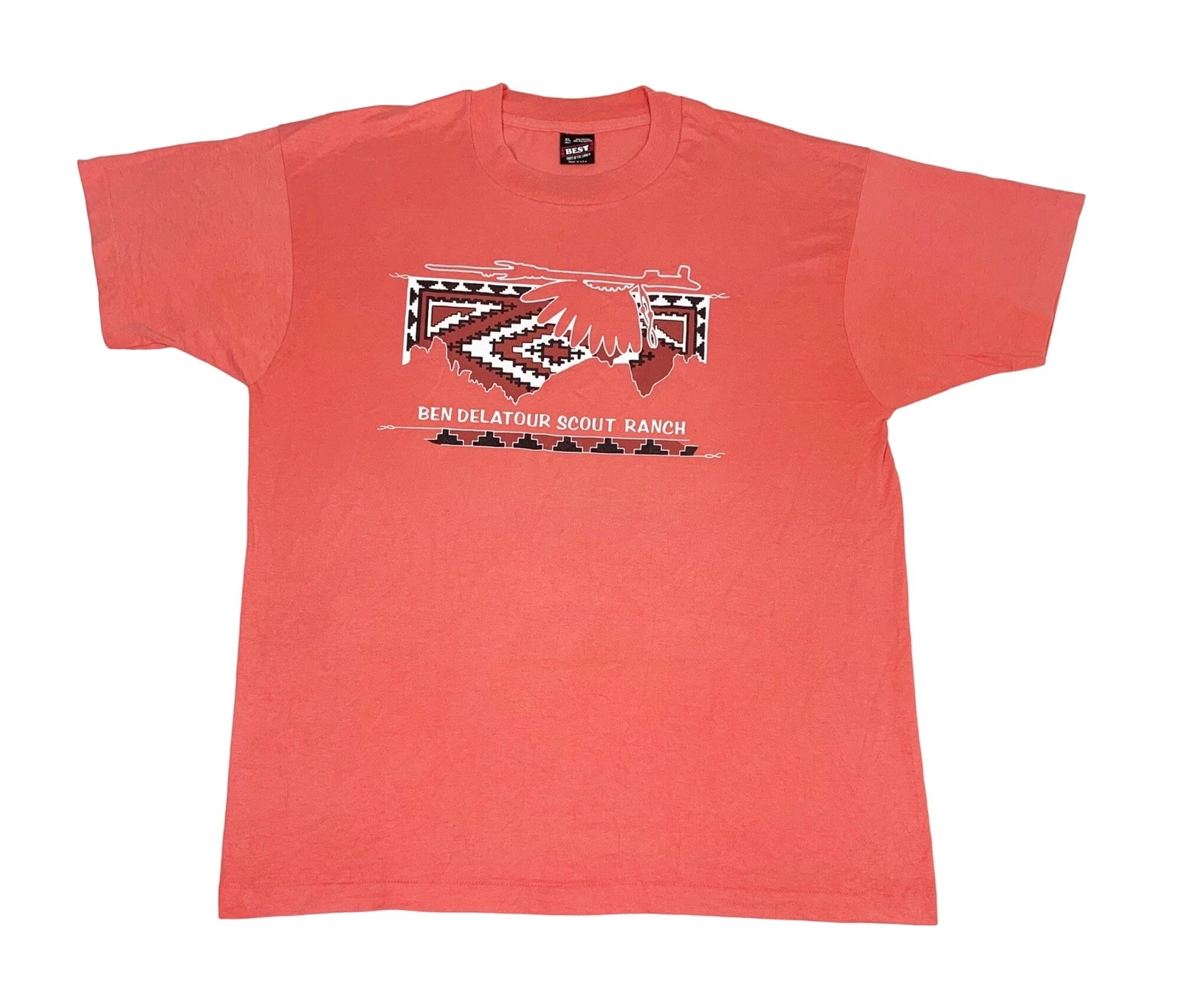 Vintage Ben Delatour Scout Ranch T-Shirt Orange XL Boy Scouts Summer Camp