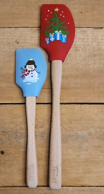 CHRISTMAS Tovolo Spatulart SILICONE SPATS Christmas Tree and Snowman Set