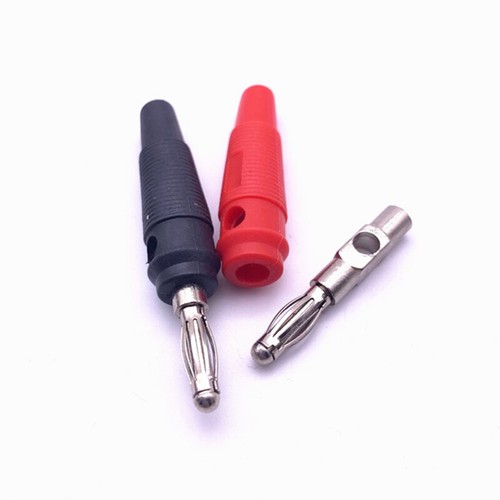 4 Pcs 4mm Cable Pin Pure Copper Gold Plated Lantern Head Plug Connector - Photo 4/9