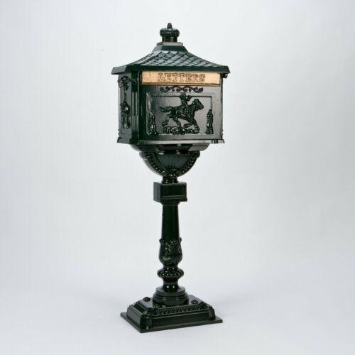 Post Mail Letter Box Freestanding 2 Keys Victorian Style Post Rider Horse Design - Picture 4 of 8