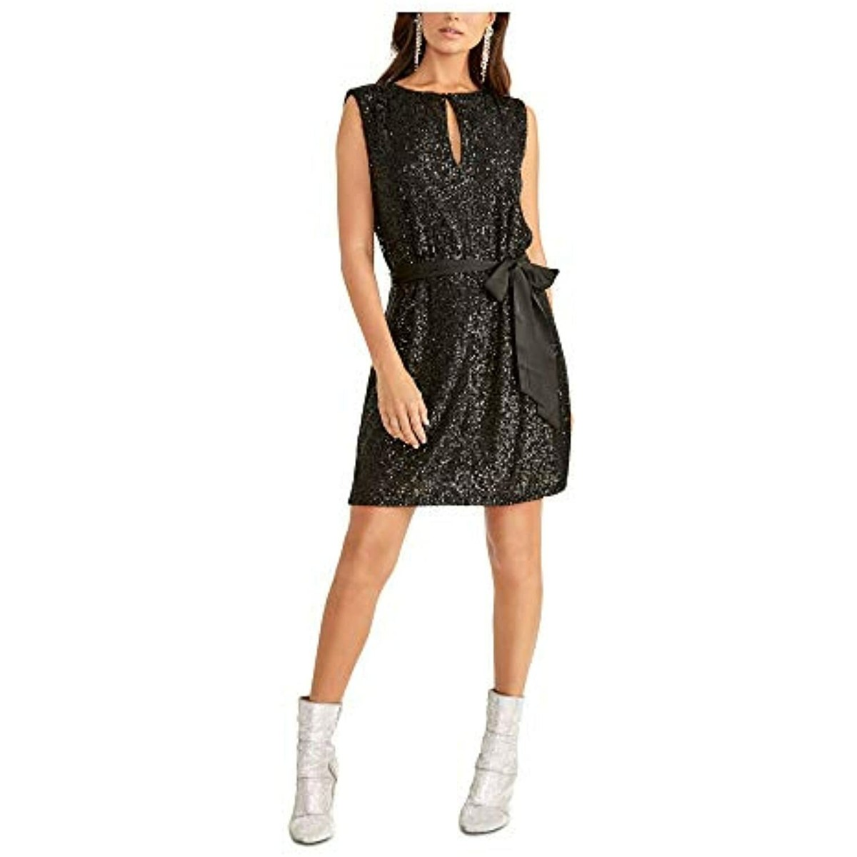 rachel roy sequin dress Rachel Roy Womens Black Sequined Sleeveless Keyhole Short Sheath Party Dress Size: M