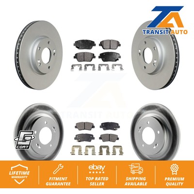 Front Rear Coated Disc Brake Rotors And Ceramic Pads Kit For Hyundai Sonata