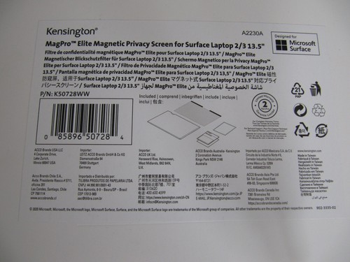 Kensington MagPro Elite superficie schermo privacy magnetica 2/3 K50728WW 13,5 - Foto 2 di 3