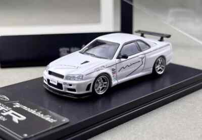 NISSAN SKYLINE GT-R R34 V-SPEC MINES WHITE 1/64 CAR BY MY MODEL