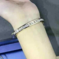 Round Cut 3Ct Lab-Created Diamond Women's Bangle Bracelet 14K Yellow Gold Finish