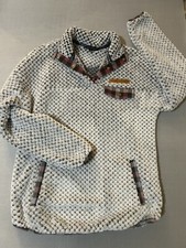 Simply Southern Sweatshirt Piped Sherpa Women Size S 1/4 Snap Pullover Gray