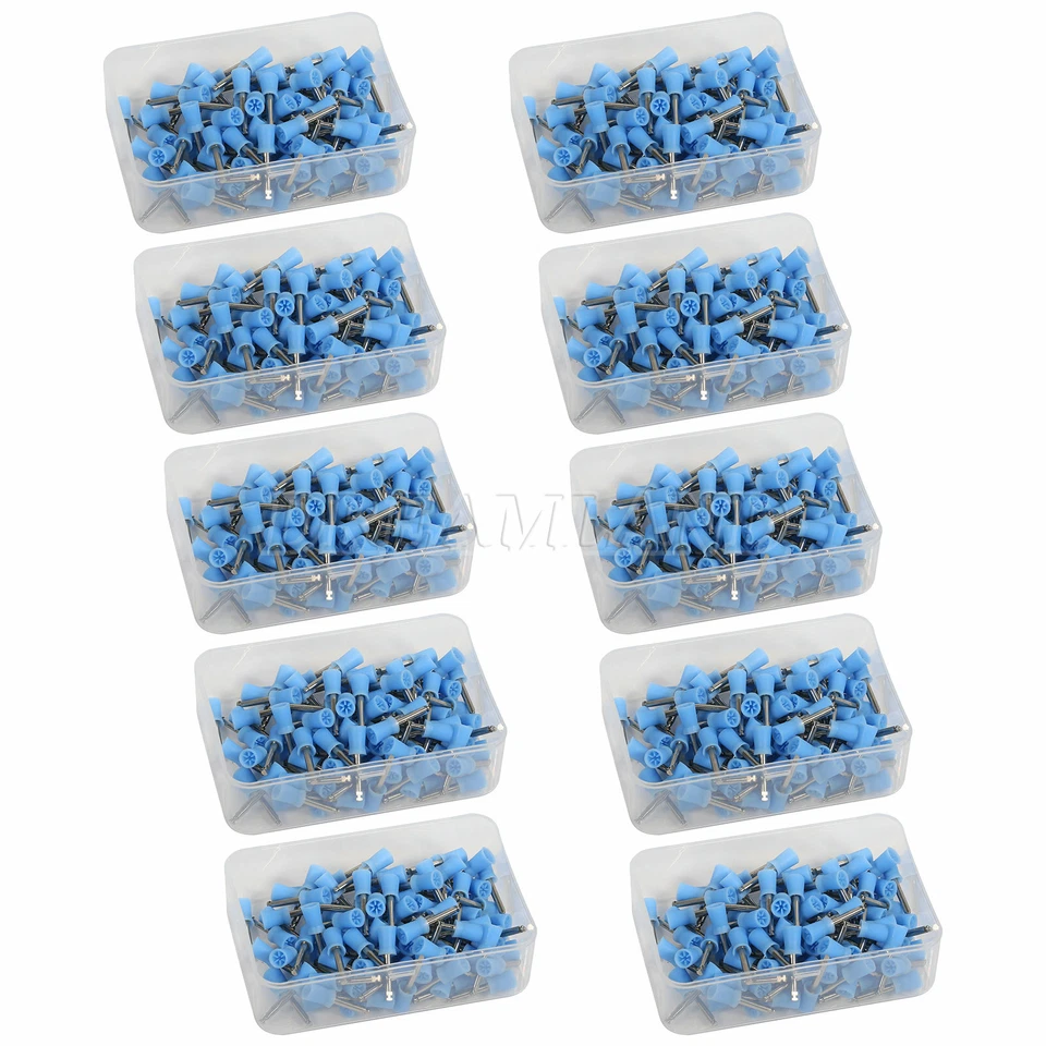 SKYSEA 100-1000PCS Dental Polishing Polish Cups Prophy Cup Latch Type Brush Rubber Blue