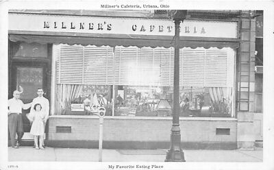 J71/ Urbana Ohio Postcard c1940s Millner's Cafeteria Eating Place  69