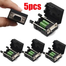 5Pcs D-SUB DB9 Female 9Pin Black Cover Screw Type Breakout Terminals Connector