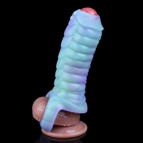 Luminous Realistic Sleeve Condoms Sheath Bigger Penis Extender Enlarger Girth - Picture 7 of 11