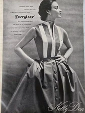 1952 Women's Nelly Don everglaze cotton fabric dress fashion vintage ad