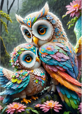 Colorful Owl Diamond Painting Kits for Adults,5D Flowers Diamond Art Kits for ..