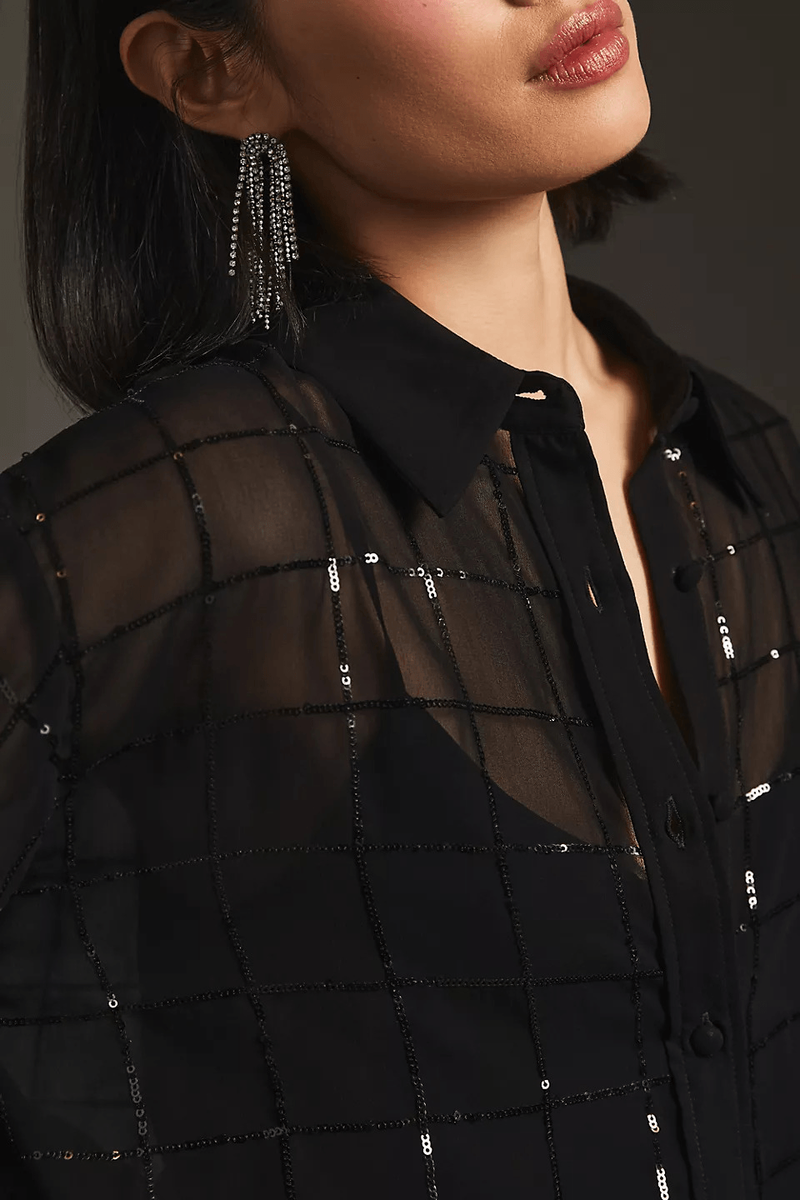 rinku dalamal sequin shirt dress Anthropologie Rinku Dalamal Sequin Shirt