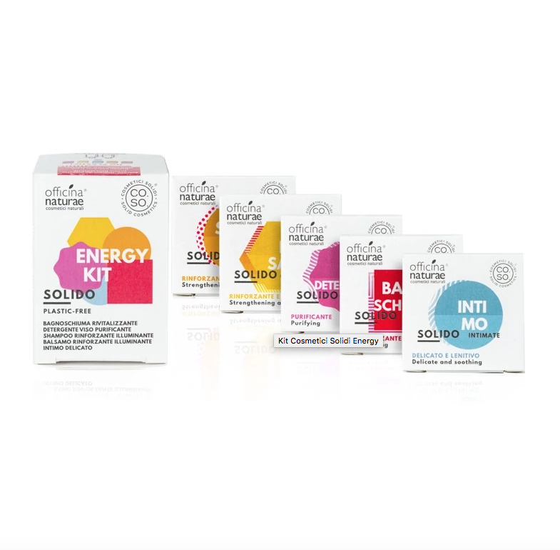 OFFICINA NATURAE KIT COSMETICI SOLIDI ENERGY CON ASTUCCIO Plasticfree Bio VEGANO