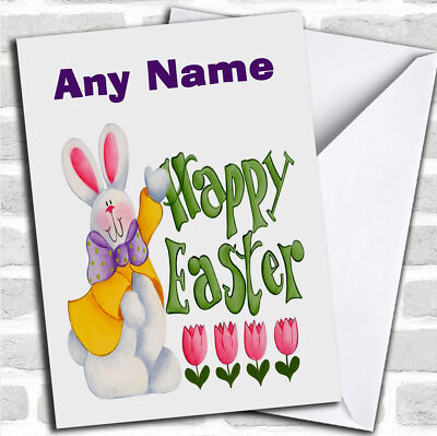 Osterei und weißer Osterhase personalisierte Osterkarte