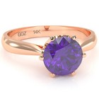 Crown Setting Amethyst Engagement Ring In 14k  Gold — photo 2