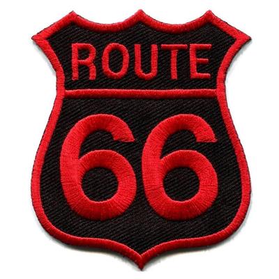 ROUTE 66 IRON ON PATCH 2.25'' Punk Rocker Biker Rockabilly Embroidered Applique