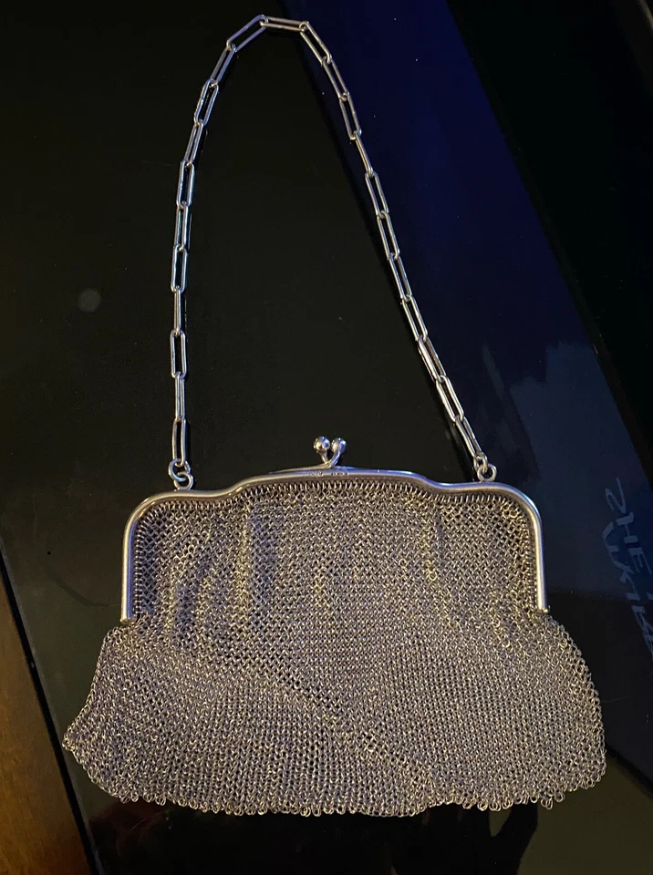 Cartera de cadena de malla de plata esterlina vintage C&C Cohen and Charles Foto 2 de 4
