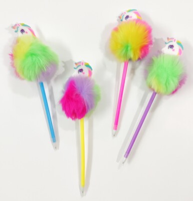 Süßes flauschiges Fell Einhorn Neuheit Stift Dekoration Schule Schreibwaren Geschenke 3er Pack