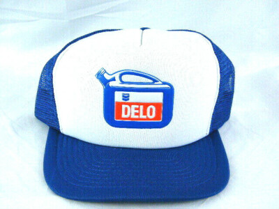 NOS Vintage 80's Chevron Delo Motor Oil Mesh Snapback Trucker Baseball Hat Cap