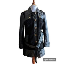 Iman Global Chic Leather Lined Belted Coat Sz M