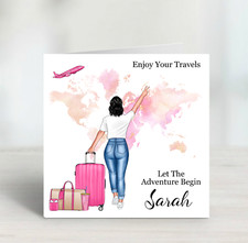 Personalised Travel Card Let The Adventure Begin Bon Voyage Girls Ladies Daugter