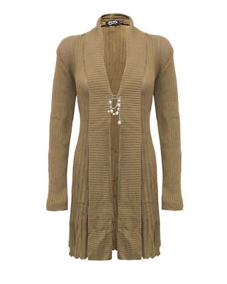 Neu Damen Frauen Strick Langarm Boyfriend Mokka Cardigan Häkelkleid Oberteil