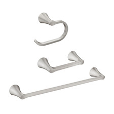 Moen 3 -Piece Graeden Brushed Nickel Bathroom Hardware Set Towel Bar Ring Paper