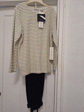 Vintage Chaus Sport 2 Piece Set NWT Striped Top Velvet Stirrup Pants Medium M