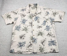Batik Bay Shirt Mens Large Washable Silk Hawaiian Tropical Leaf Button Up Aloha