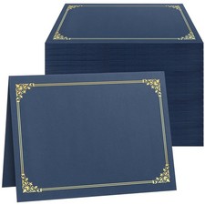 Pack of 150 Navy Blue Certificate Holders - Gold Foil Border