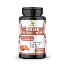 ORGANIC REISHI MUSHROOM PURE POTENT 15:1 EXTRACT LINGZHI GANODERMA SPORE CAPSULE