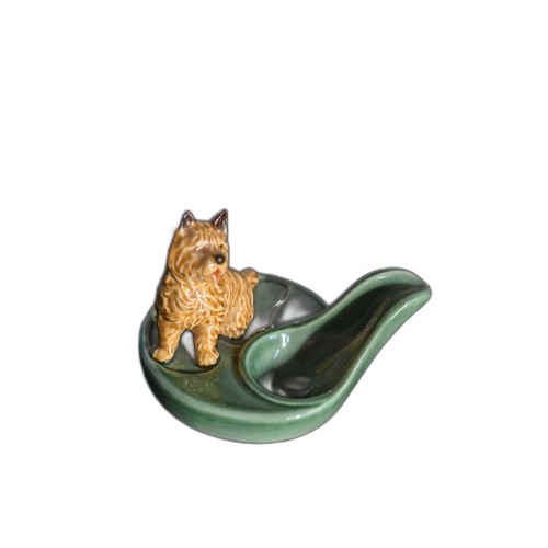 Vintage Green Cairn Terrier Wade England Ceramic Pipe Stand Rest Trinket Holder 