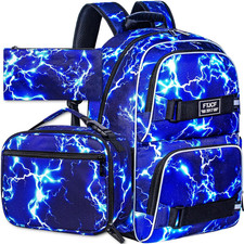3PCS Girls Backpack, Water Resistant Womens School Bag with Lunch Box, 17 Inch B