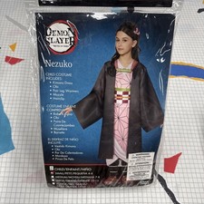 Nezuko Kimono Demon Slayer Dress Haori Obi Pink Kimono Costume Girl's S 4-6