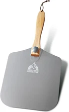 Aluminum Pizza Peel 12" X 14" with Foldable Wooden Handle, 25" Long Turning Spat