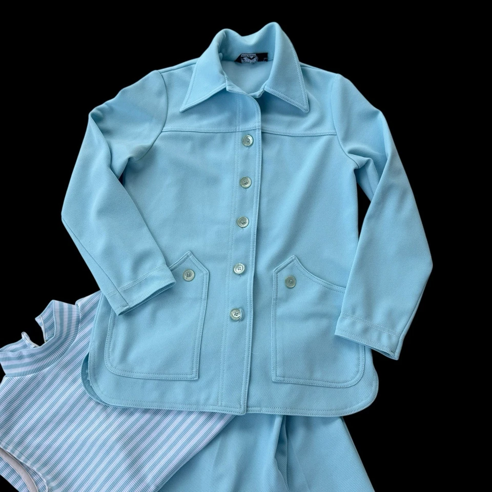Vintage 1970s 3 Piece Leisure Suit Baby Blue Jack Winter Womens Sz S/M - Image 3 of 4