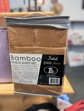 Bamboo Sheet Set Size Queen Red 6 Piece Solid 2000 Series Wrinkle Free