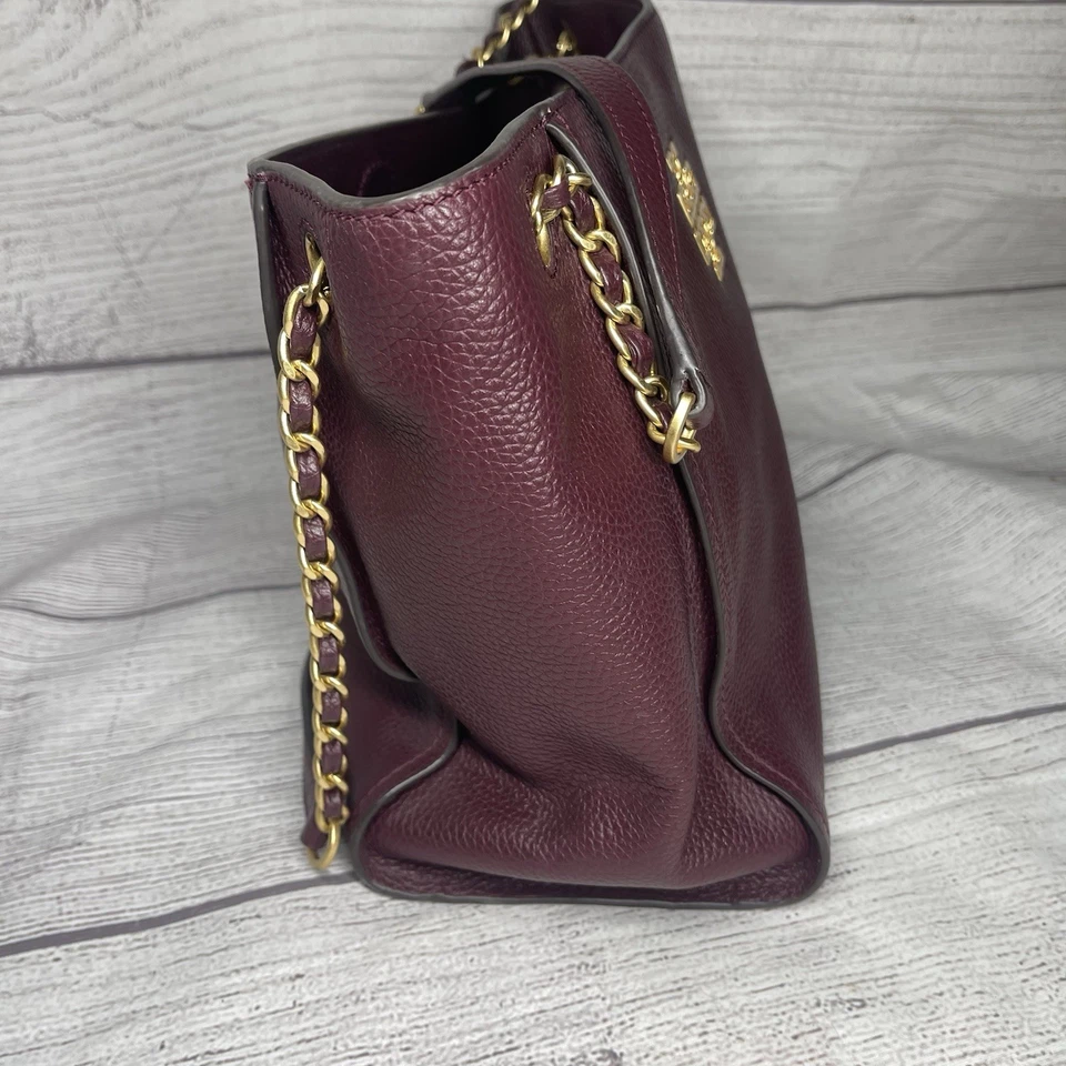 Bolso de Mano Pequeño Holgado Tory Burch Britten Borgoña Cuero Guijarro Foto 4 de 4
