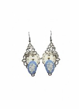 Vintage Steam Punk Clock Face Earrings Silver Tone  Metals