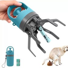 Portable Dog Poop Scooper Set Claw Waste Picker w/ Bag Dispenser for S/ M/ L Dog