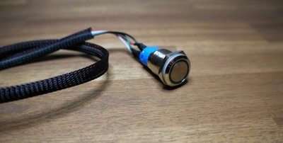 PC Startknopf Drucktaster Power Button Grün 16mm - 50cm Kabel
